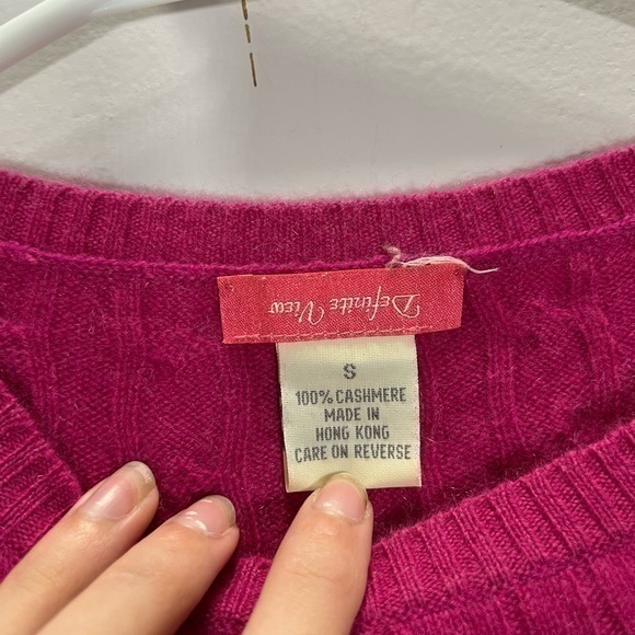 Vintage Definite View Barbiecore Hot Pink Cap Sleeve Knit 100% Cashmere Sweater - Picture 8 of 8